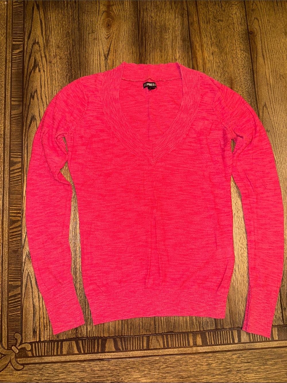 Express lightweight V-Neck Sweater in Neon Pink